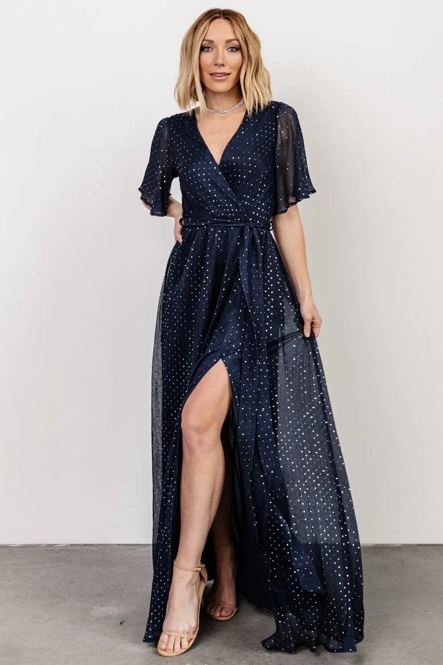 Baltic Born Womens Medium Grace Sparkle Gown Holiday Formal Romantic Maxi Dress